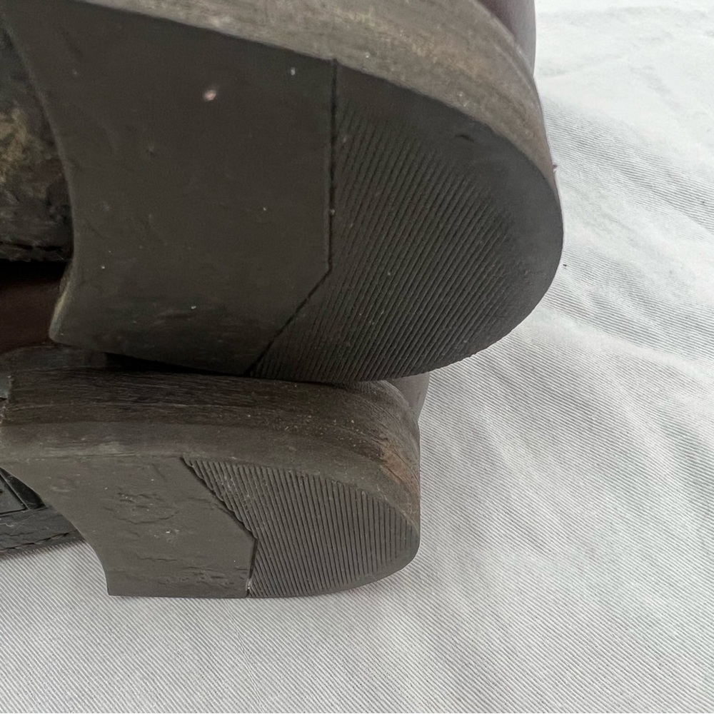 Frye harness buckle strap brown leather mid calf boots moto riding motorcycle 7B - Picture 14 of 16